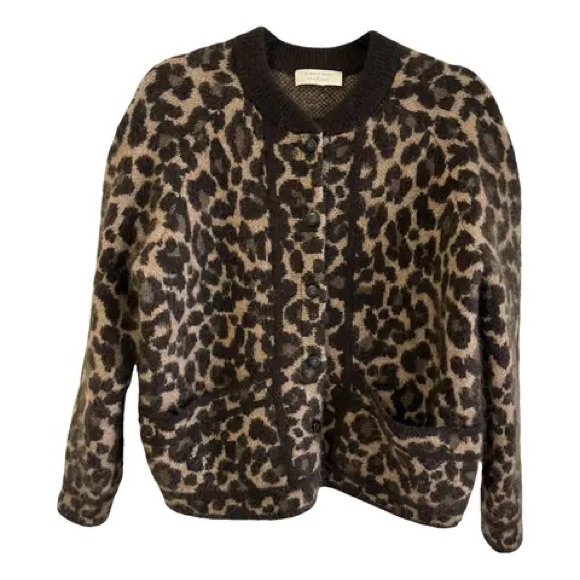 NWOT Sezane Noah Wool-Blend Cardigan in Leopard Animal Print Cardigan SZ S - Picture 3 of 10